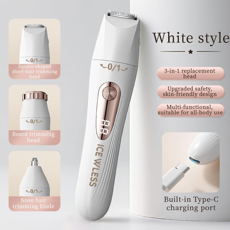 

Women s Electric Shaver 3-in-1 Painless Epilator Portable Bikini Trimmer Facial Shaver for Ladies Body Underarms Legs белый