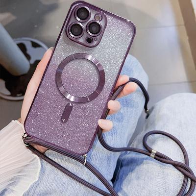 Křížové pouzdro s šňůrkou a plnou ochranou objektivu pro iPhone 15 16 16E 14 13 12 11 Pro Max Plus Magsafe Magnetický kryt pro bezdrátové nabíjení