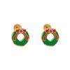 Elegant Green Bow Wreath Spiral Stud Earrings - Compact and Unique Christmas Collection