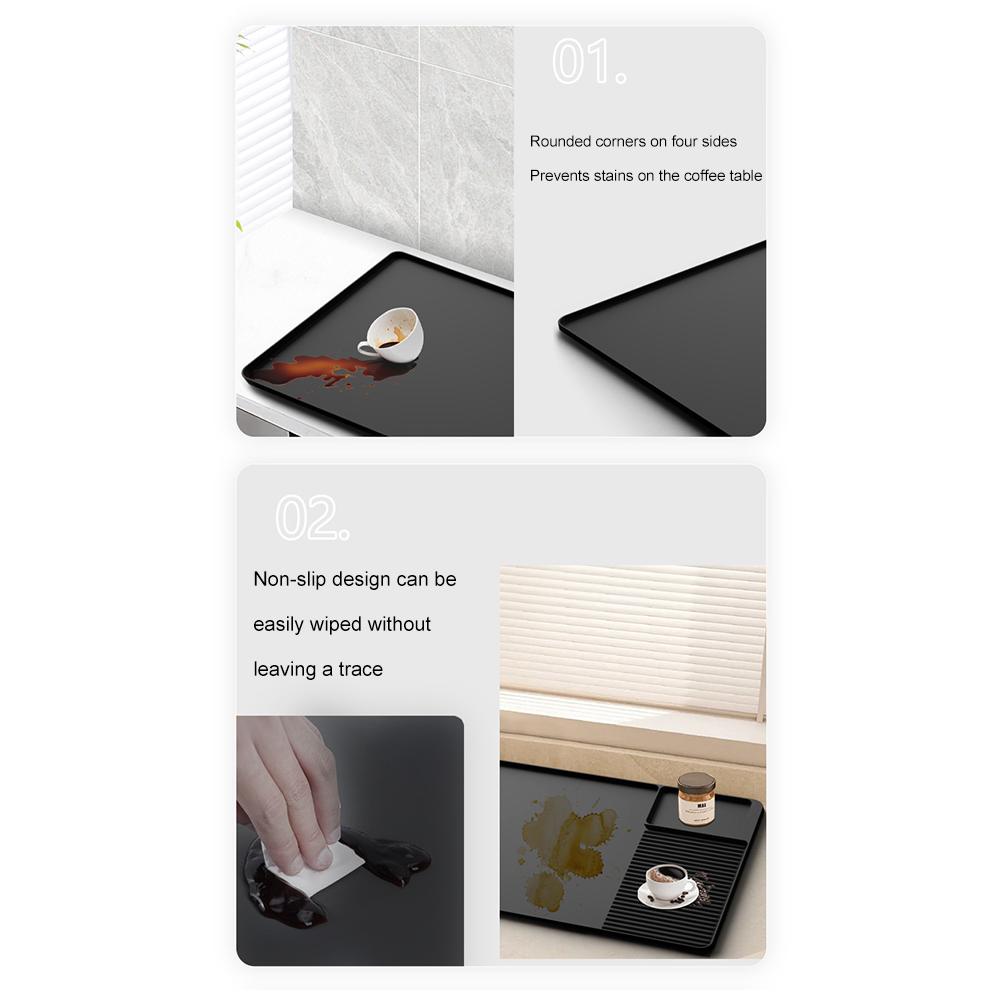 Silicone Coffee Mat Nonslip Coffee Bar Mat with Raised Edges Coffee Dish Drying Mat Drain Pad Coffee Powder Pad for Countertop