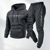 Unisex Hooded Sweatshirt Set With Letter Print Thick Warm Casual Sport Tracksuit Men Women Winter