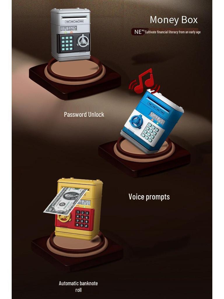 Creative Music ATM Password Money Safe - Large Capacity Savings Deposit Box