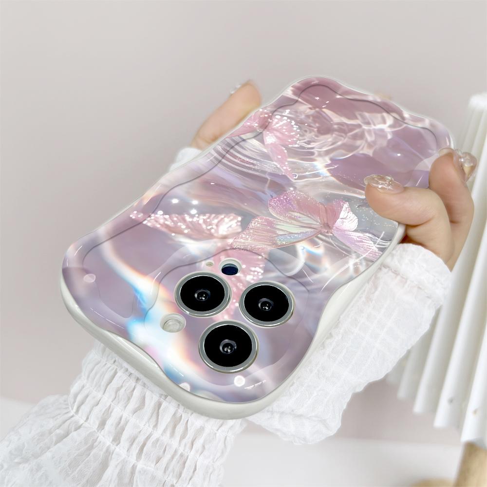 Cartoon Pattern Cream Texture Casing Wavy Edge Soft Silicone Cover Phone Case for IPhone Samsung Huawei Honor Xiaomi Redmi Infinix Tecno