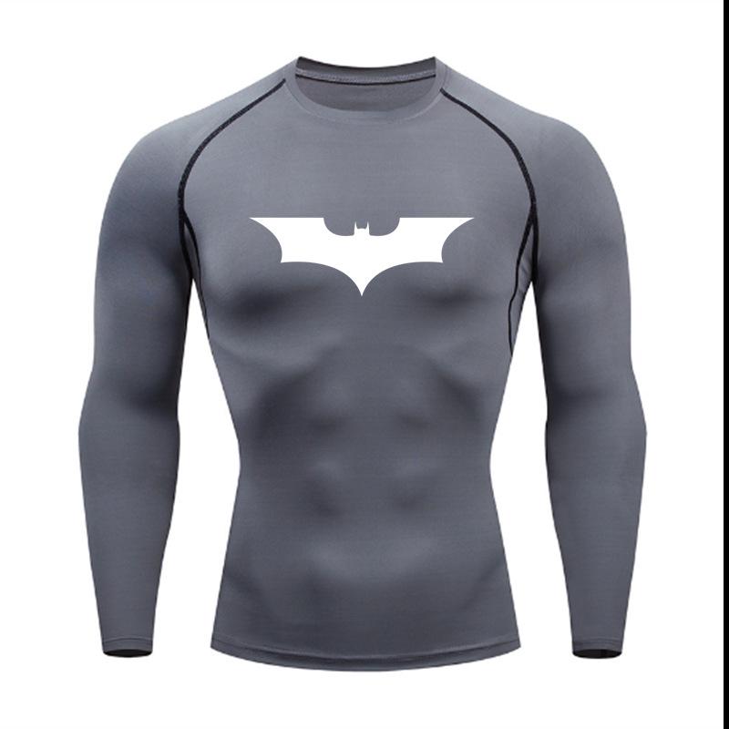 Men's Batman Compression Short Sleeve Sports T-Shirt for Running, Basketball, or Football - Quick Dry, Tight Fit, Round Neck.