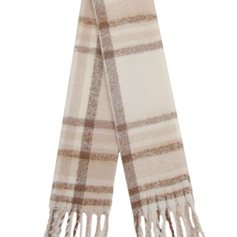 GRAVER [BAG&ACC] Flower Bear Embroidered Bold Check Muffler_Beige