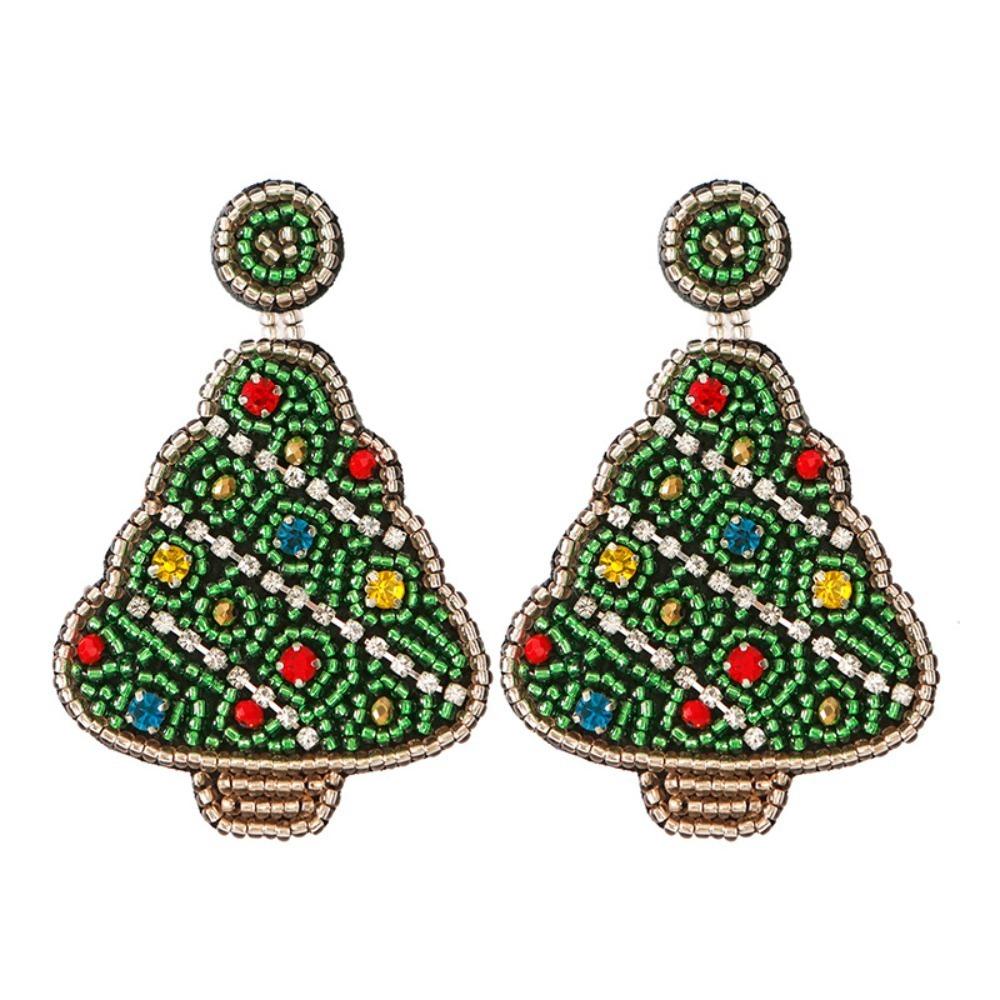 Santa Claus Merry Christmas Earrings Xmas Boots Ear Stud Handmade Beaded Ear Drop  New Year