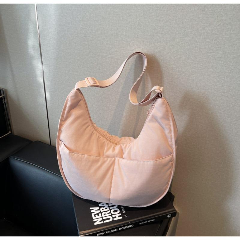 Canvas Bag Women's Large-capacity New Niche Feeling Summer Shoulder Messenger Bag Versatile Commuter Dumpling Bag