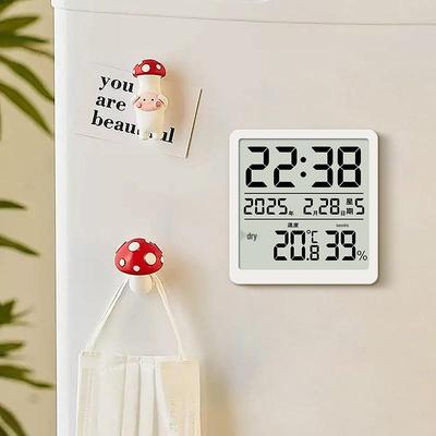 Ultra-Thin Multifunctional Alarm Clock: Indoor Temperature & Humidity Monitor, Electronic Thermometer, Magnetically Attachable To Refrigerator