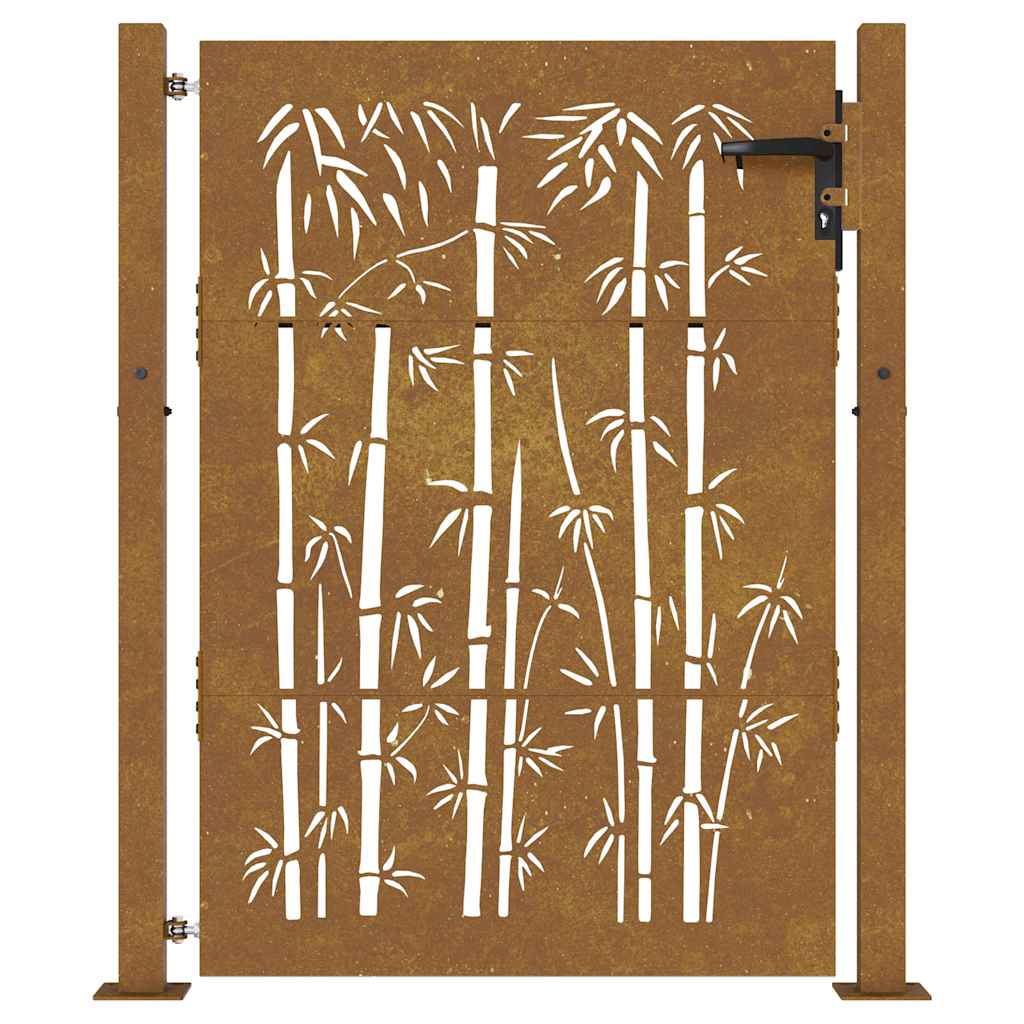 Vidaxl Furtka Ogrodowa, 105X155 Cm, Stal Kortenowska, Motyw Bambusa