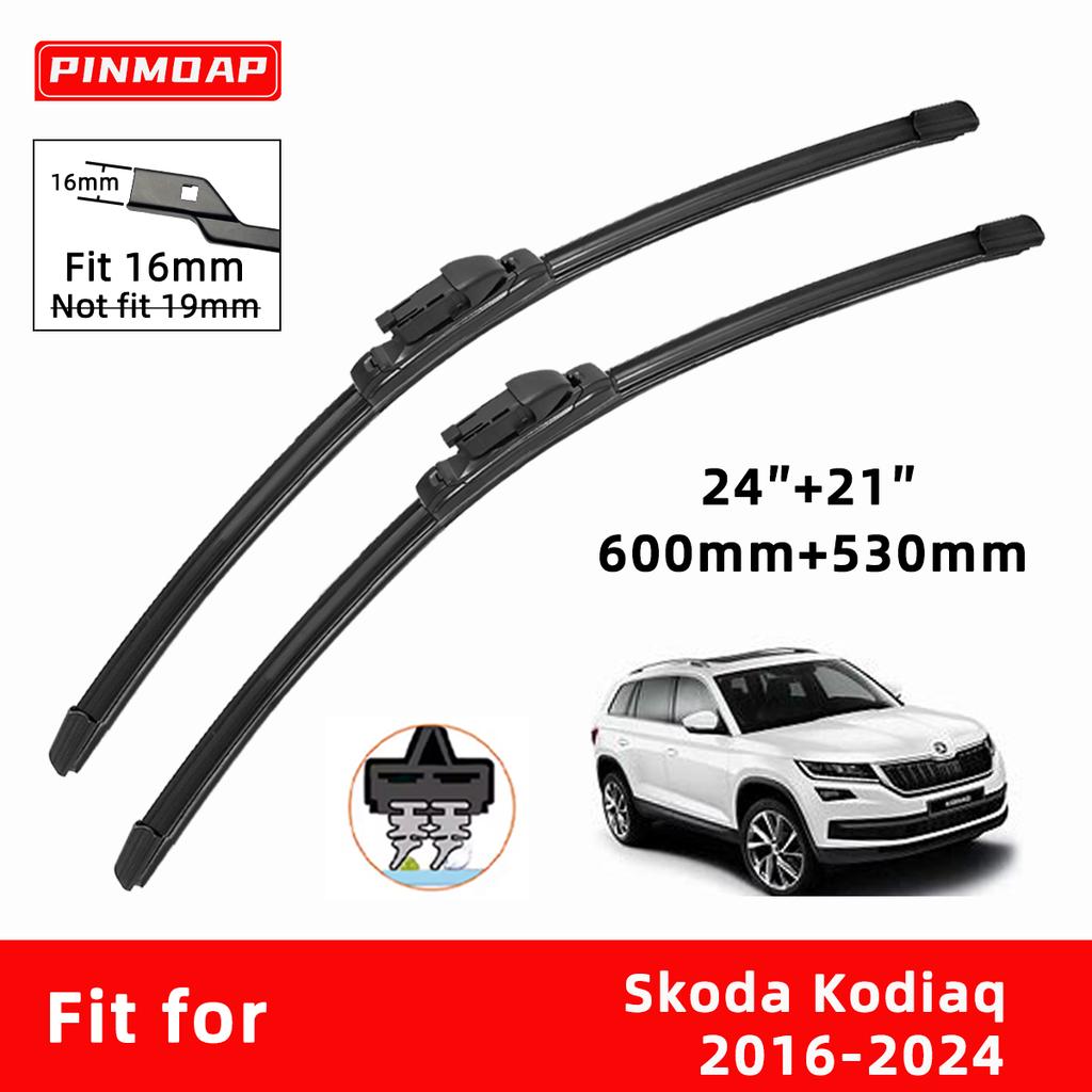 Car Wipers Double Rubber for Skoda Kodiaq 2016-2024 Front Brushes Cutter Automobiles Parts Accessories Windscreen Wipers Wear Parts