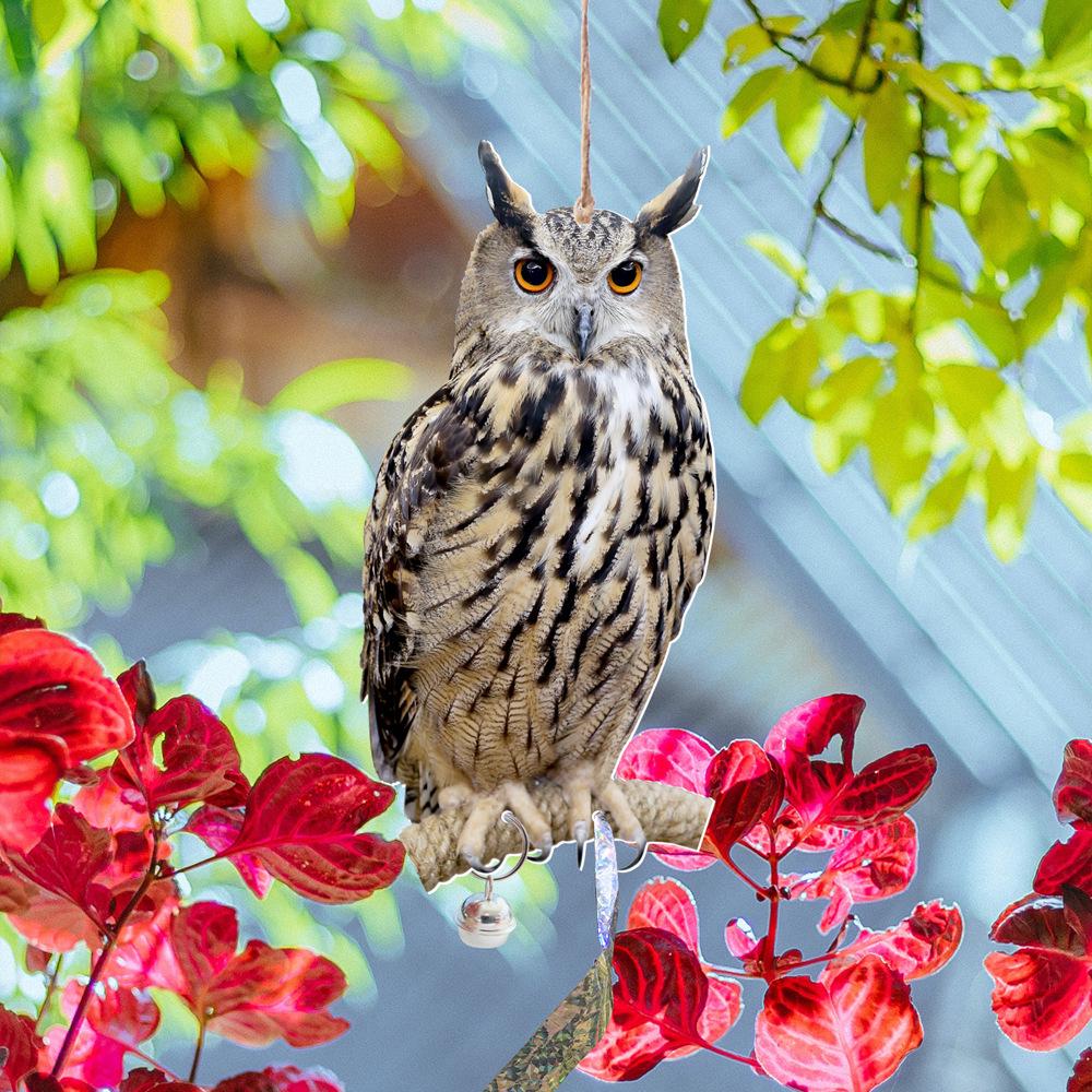 QN001 Hanging Owl Bell Scarecrow: Outdoor Bird-Repelling Wind Chime for Orchards