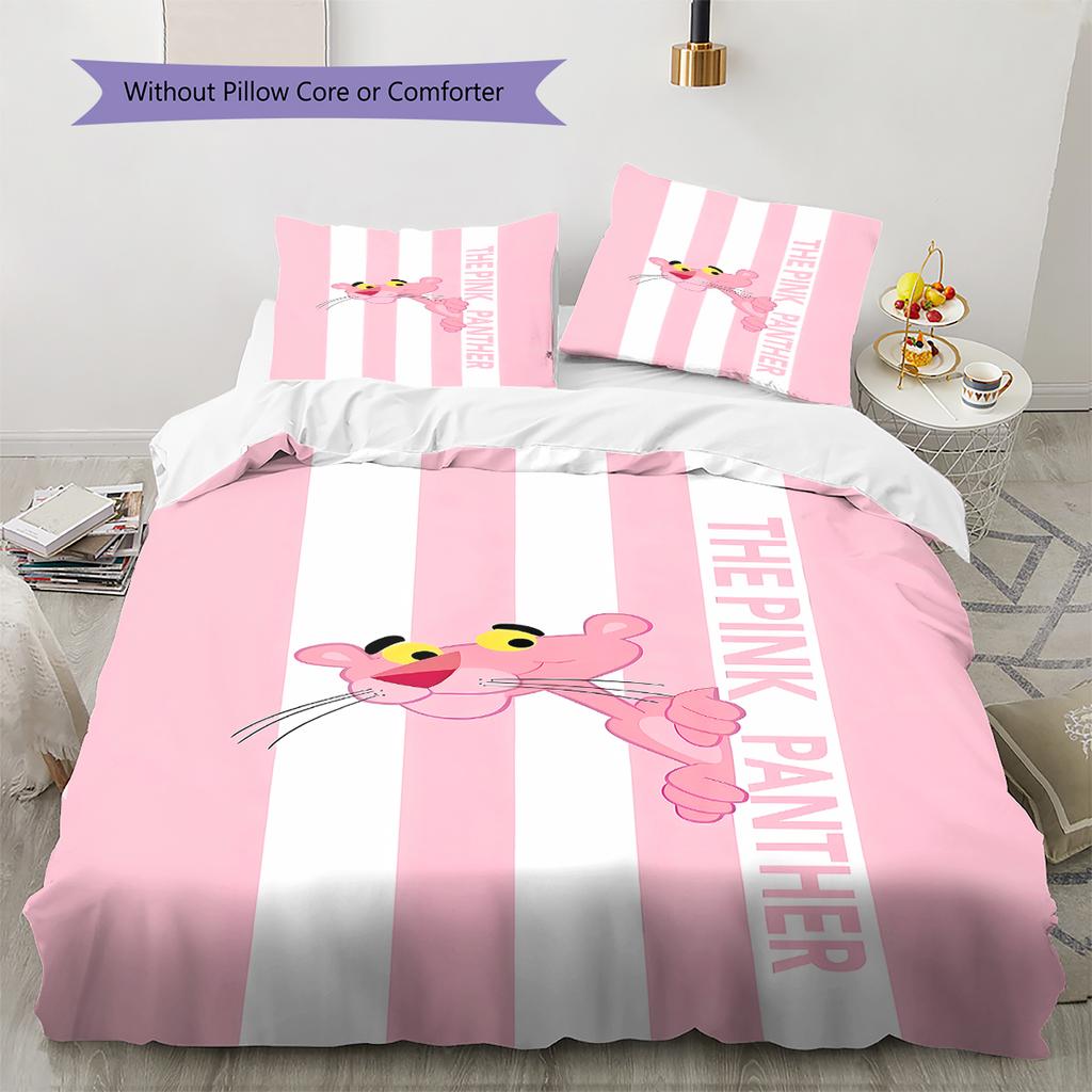 Pink Panther Muster Bettwäsche, Steppbett Set Bettbezug Kissenbezug Zuhause Geburtstagsgeschenk (1 Bettbezug + 2 Kissenbezüge, ohne Füllung)