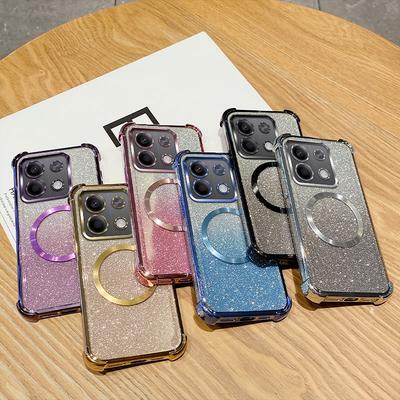 Platerowane Wstrząsoodporne Przezroczyste Etui na Telefon z Pierścieniem Magnetycznym Dla Xiaomi Redmi Note 9 10 11 12 13 Pro 4G 5G 13R 12S 11S 10S 9S Brokatowa Pokrowiec