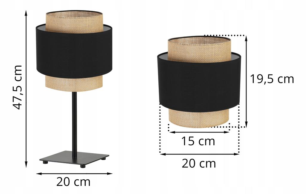 NIGHT TABLE LAMP BOHO JUTA LAMPSHADE 20 CM
