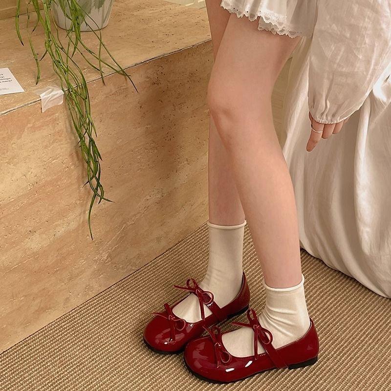 

Красные ретро туфли с круглым носком и плоской подошвой, маленькие кожаные туфли женские, новые летние, с юбкой и бантом, туфли Мэри Джейн 40 бордовый