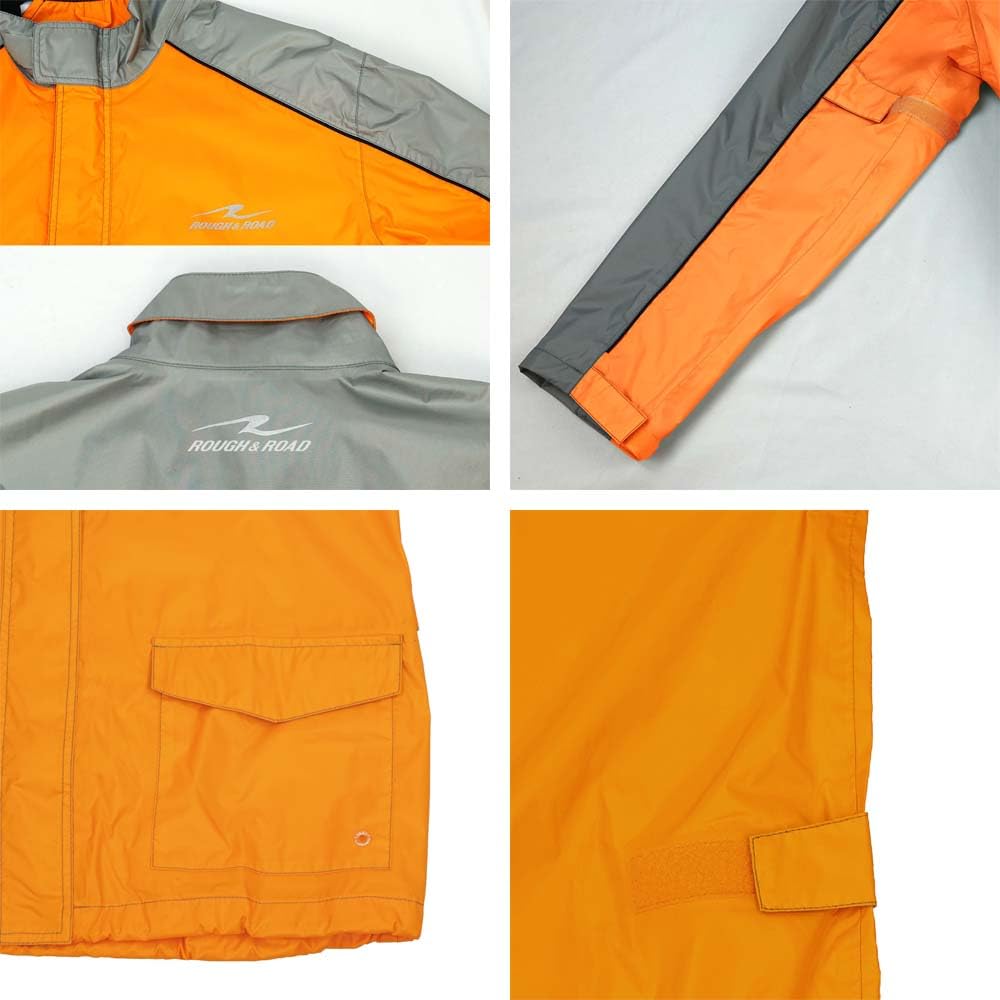 ROUGH&ROAD Dualtex Compact Rain Suit (Top and Bottom Set) Motorcycle Accessories RR7815ORB4 Orange BLL Wide Size