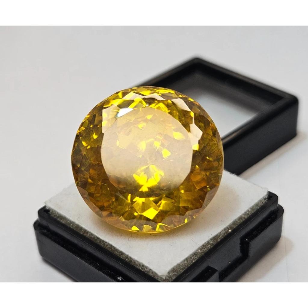 Yellow Color Cambodia Zircon 88-89 Ct Round Cut Certified Stunning Gemstone