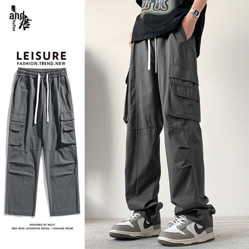 Men s Loose Fit Washed Multi-Pocket Cargo Pants 4XL