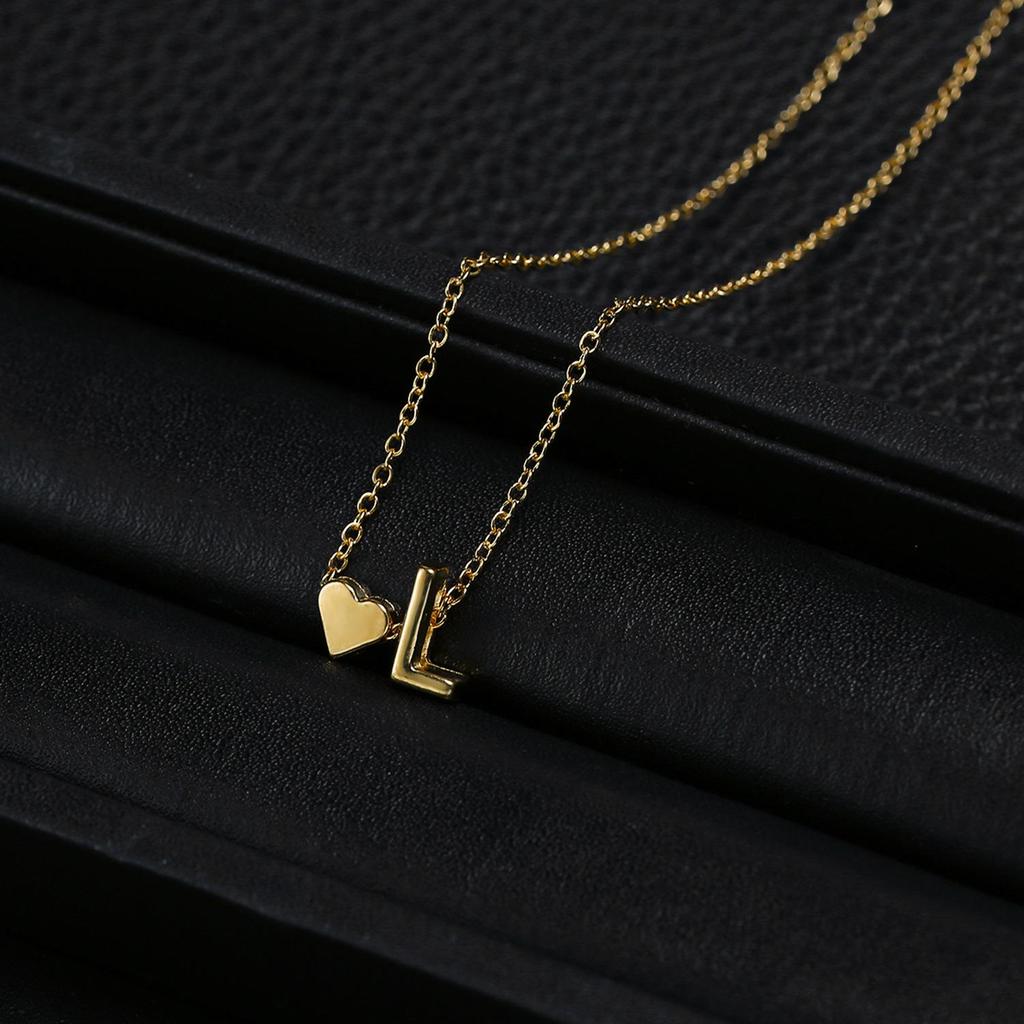 Trendy Heart-Shaped Alphabet Pendant Necklace
