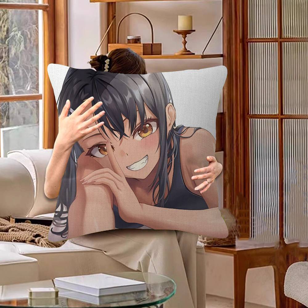 Anime Dont Toy With Me Miss Nagatoro Cushion Cover Inches Farmhouse Decor Home Throw Pillow Covers For Couch Decorations