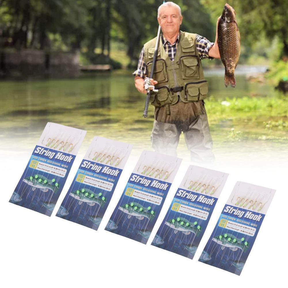 5 Sets Soft Fish Skin Fishing Rigs with Luminous Beads Fishing Lure Rigs Saltwater Fishing