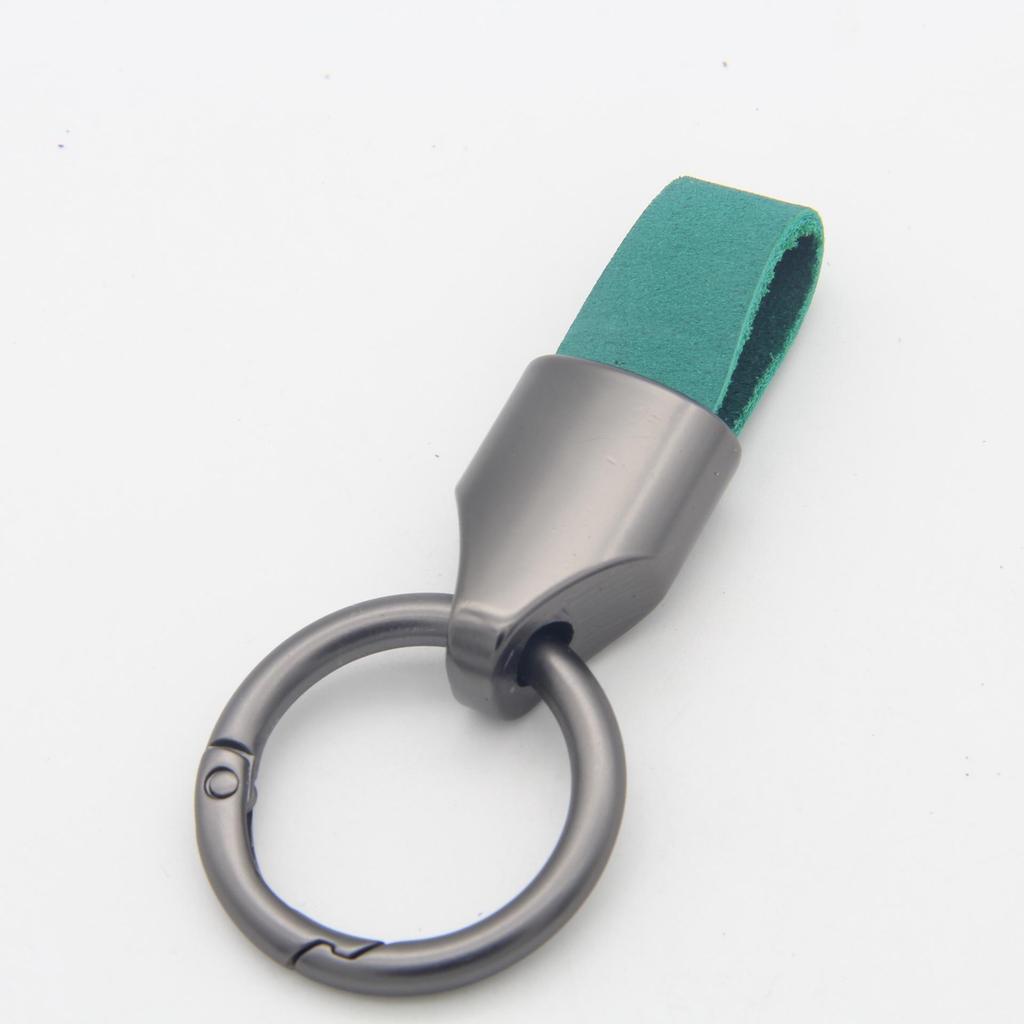 Frosted Cowhide Car Keychain with Metal Ring - Anti-Lost Waist-Hanging Design