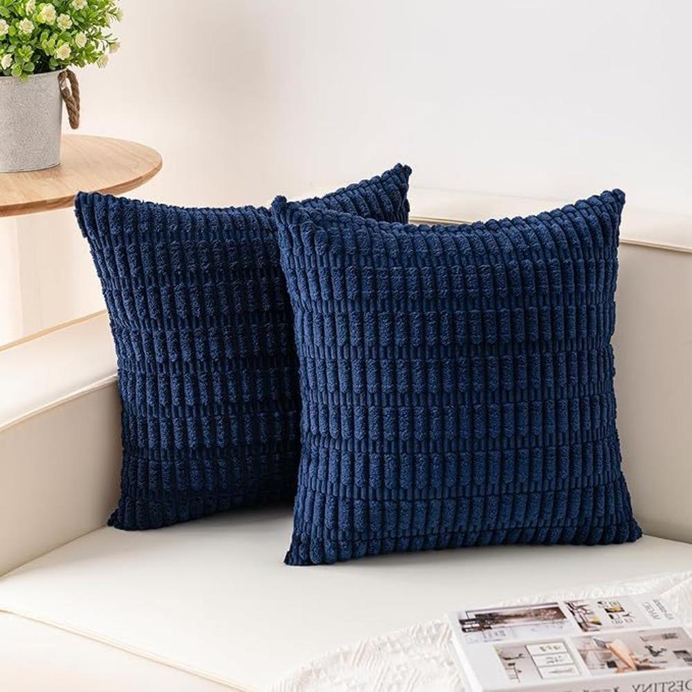 2 pieces/set Cozy Soft Corduroy Pillowcase Velvet Texture Reversible Sided Throw Pillow Striped Design Cushion Cover Sofa Decor