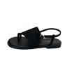Fashion 2025 New Soft-soled Thin Strap Flat Toe Sandals Women's Summer New Round Head One-line Strap Outward Anti-wear Cool Sandals
