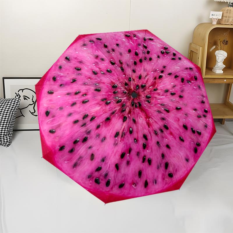 1 PC Automatic Folding Umbrella -fruitPattern,Portable & Foldable Design with 8 Ribs,Christmas Birthday Gifts