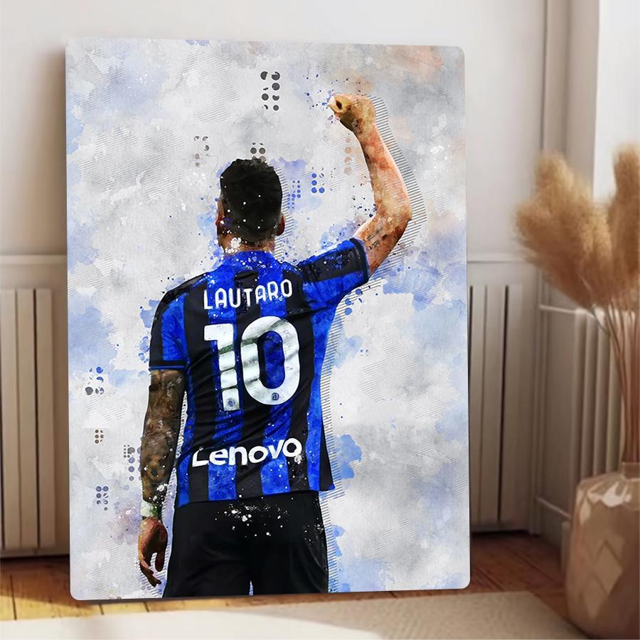 Football Star Lautaro Jersey No.10 Back Celebration Iron Painting Inter Milan Fan Decor Living Room Wall Art