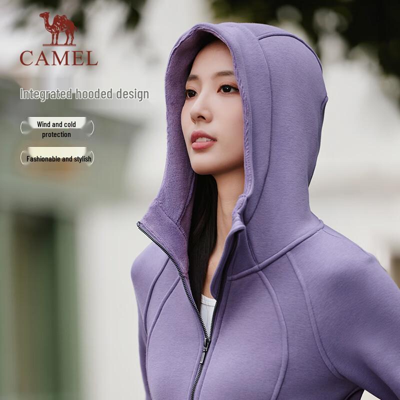 CAMEL Women's Slim Waist Fleece-Lined Hooded Sweatshirt