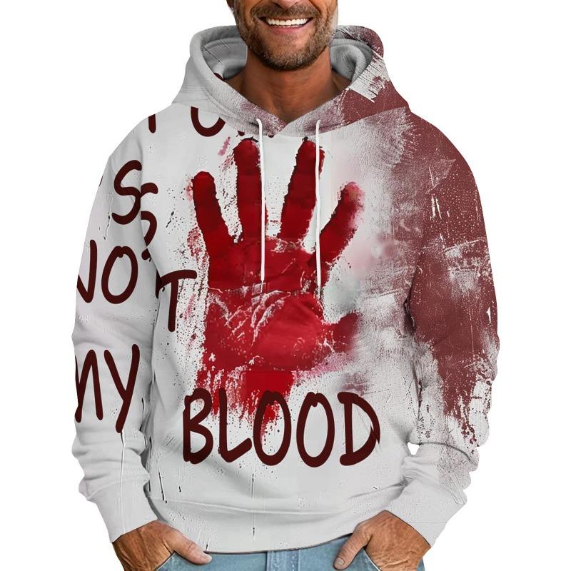 Vintage 3D It'S Not My Blood Bloody Letter Patterns Printed Sweatshirts Hoodies For Men Clothes Y2k Top Pullovers Spring And Autumn Boy Tees Clothing
