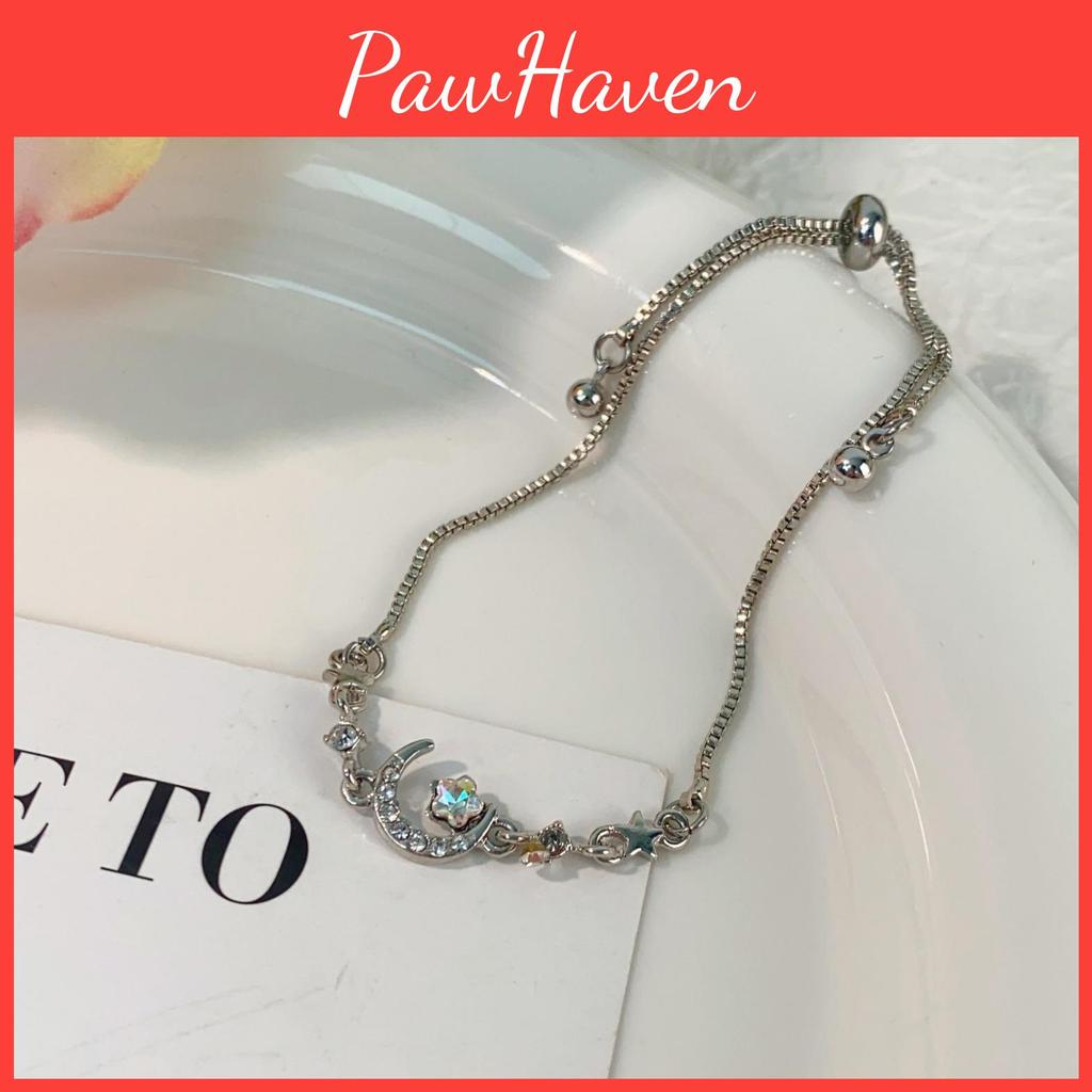 And Moon Elegant Star Crystal Bracelet For Women Chic Zircon Jewelry Alloy