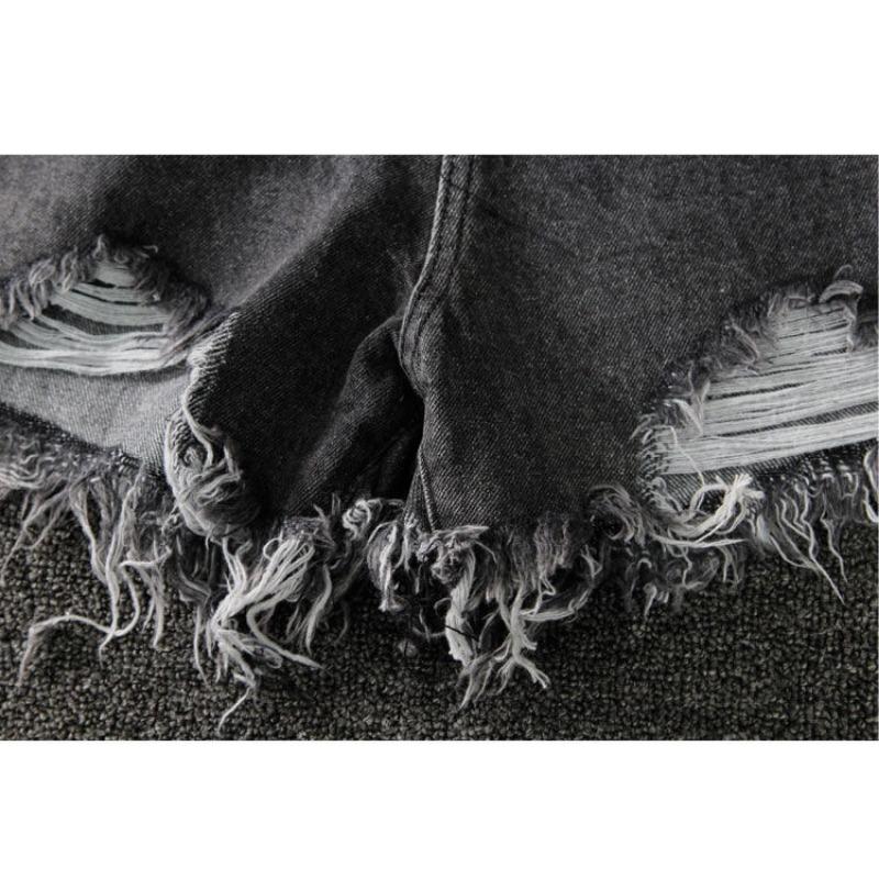 Denim High-waisted Shorts Women's Loose Ripped Fringe Wide Leg Hot Pants