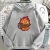Howl's Moving Castle Calcifer Hettegensere Løs Fleece Hettegenser Tegneserie Calcifer Vintage Pullovers Gensere Vinter Dame Streetwear