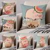 Happy Accompanying Pig Summer Pattern Pillow Case Anti-dustmite Pillowcase Invisible Zipper Silky Short Plush Sofa Cushion Cover