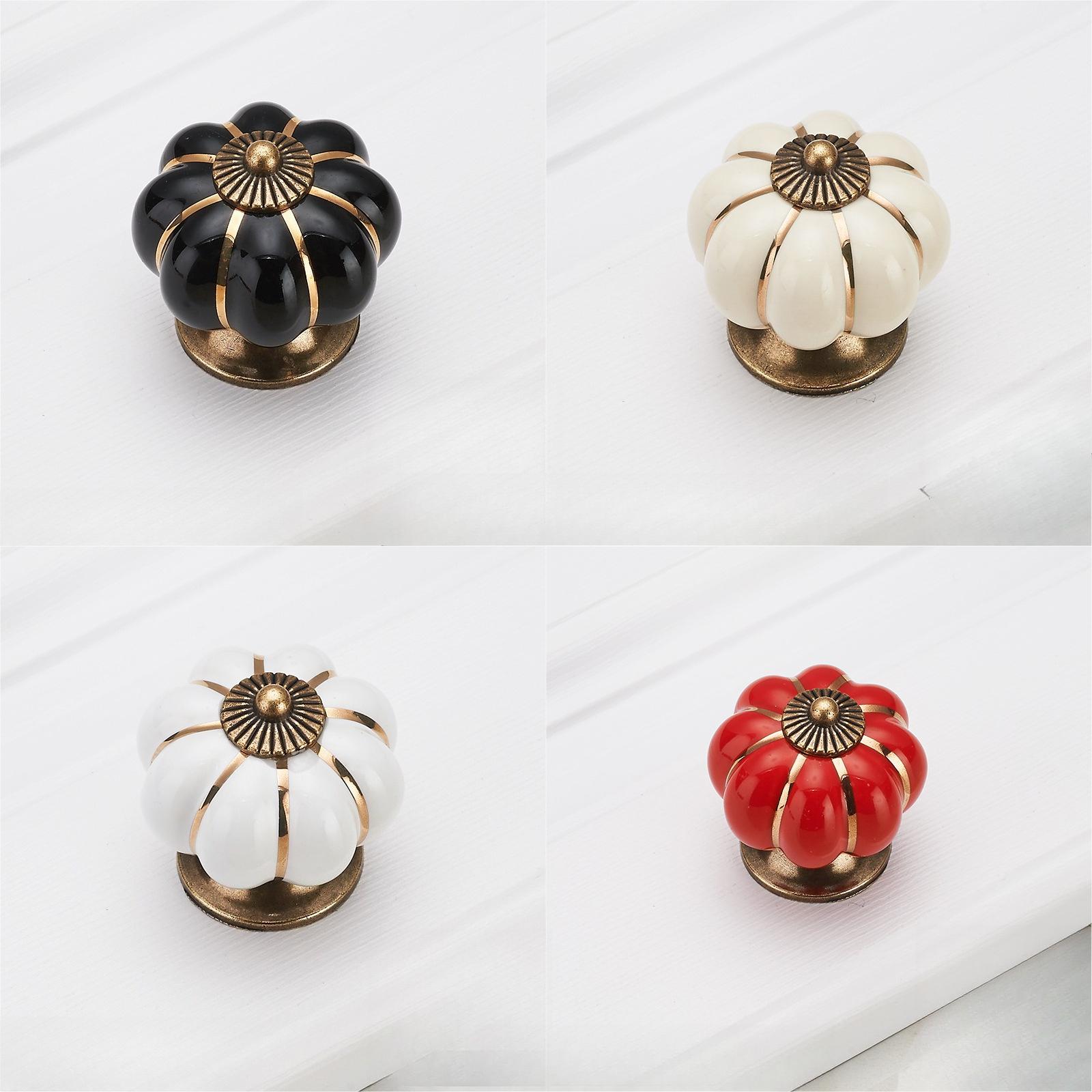 

1 Set Pumpkin Door Handle Single Hole Handle Pastoral Cartoon Ceramic Multi-color Children s Room Drawer Cabinet Furniture