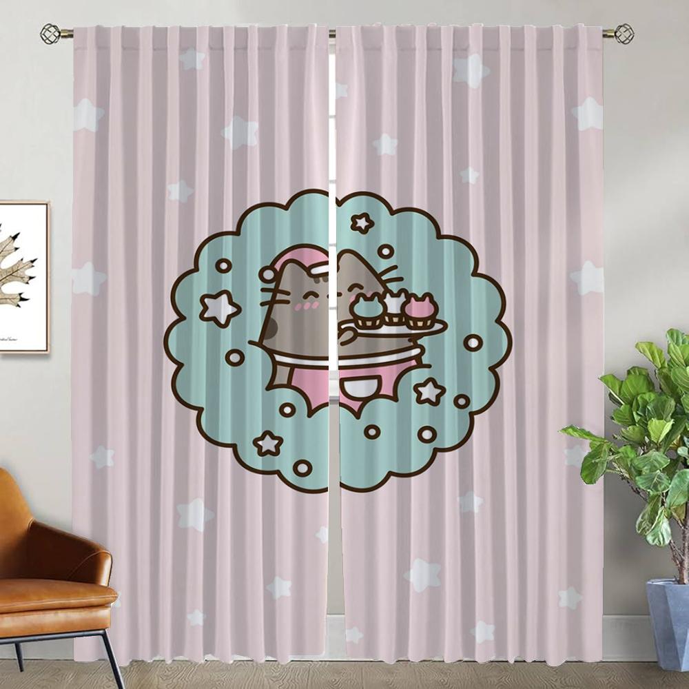 

Шторы Pusheen для гостиной Тюль для спальни Жалюзи Перегородка Хэллоуин Украшение Шторы 2 штуки Кухня Дом W50xH70cmx2pcs-CL