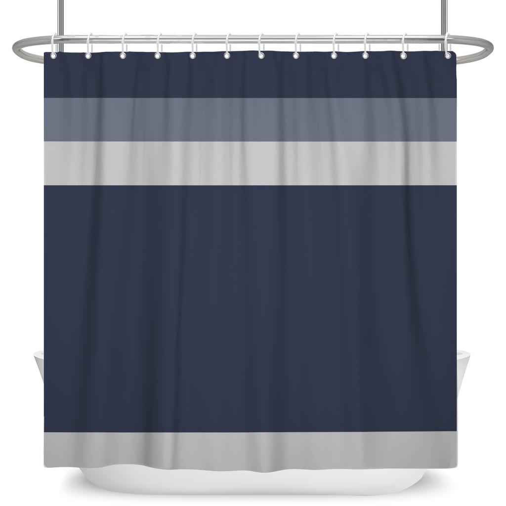 Minimalist Striped Shower Curtain Modern Color Block Gradient Design Waterproof Bath Curtain Bathroom Decor Polyester With Hooks