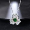Luxury Female Crystal White Green Stone Pendant Necklace Vintage Silver Color Wedding  For Women