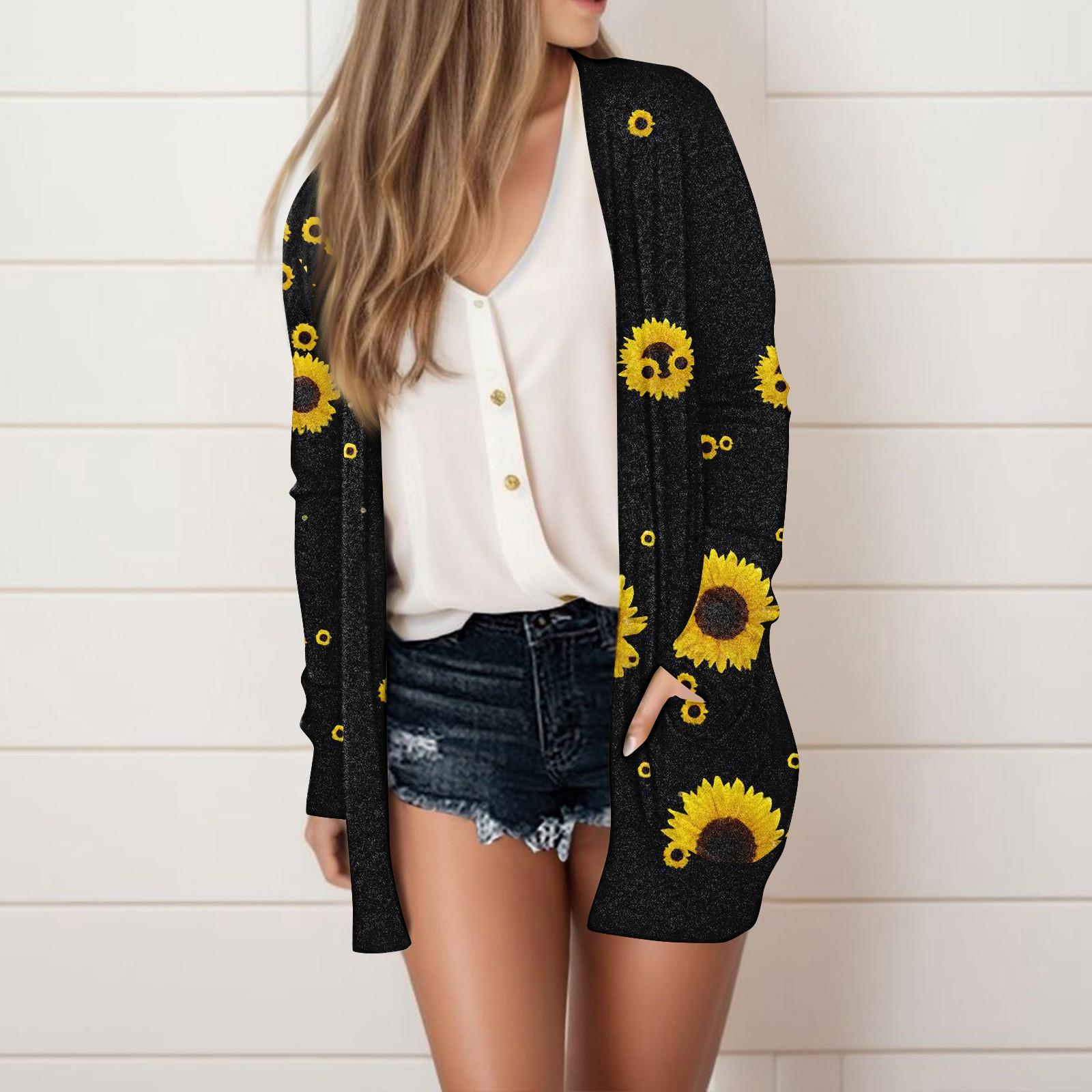 Женская мода Свободный повседневный карманный однотонный кардиган с длинными рукавами — фото 4