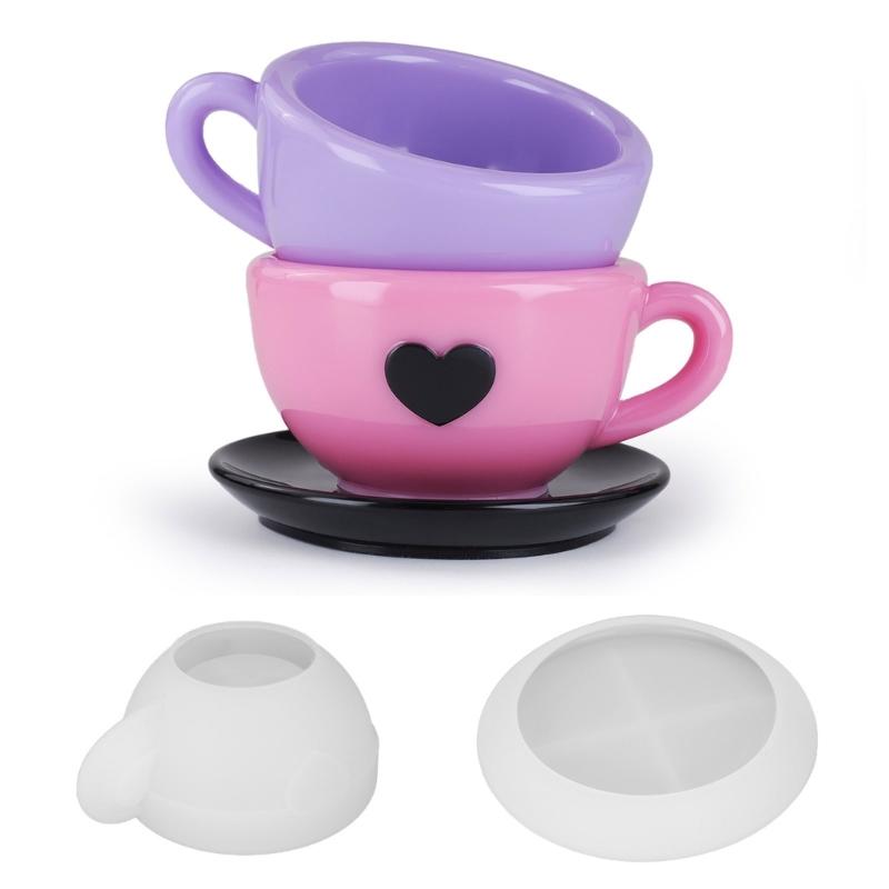 Silicone Teacup Candle Holder Mold Handmade Tray Moulds Silicone Texture Suitable for Craft and Handmade Decorations