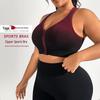 Women's Gradient Sport Shockproof Running Vest Bra with Front Zipper for Fitness & Yoga