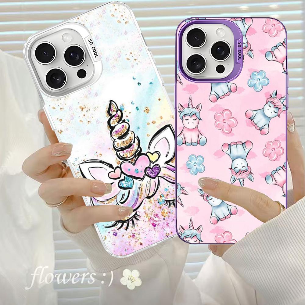 Unicorn cartoon Phone Case For iPhone 16 15 14 13 12 11 Pro Max X XR XSMAX 8 7 Plus Matte Shockproof Back Cover