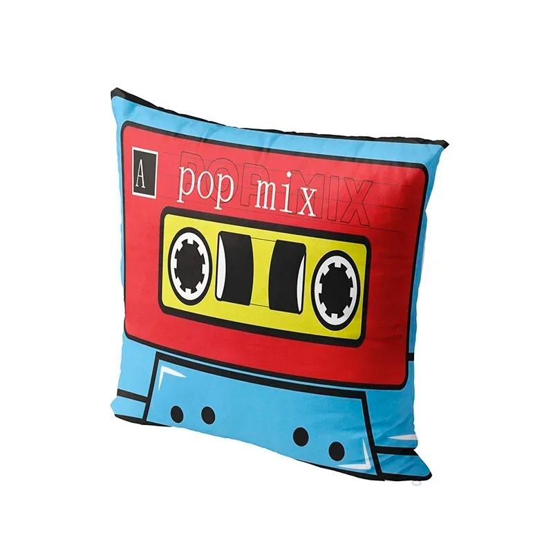 Home Decor Retro 90s Cassette Tape Pattern Pillow Covers Pattern Cushion Cover Suitable for Sofa Bedroom Car Pillow Cover