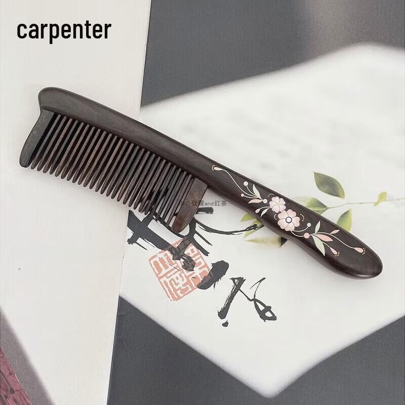 Tan Mujiang Fangfei Ebony Inlaid Painted Wooden Comb Gift Set