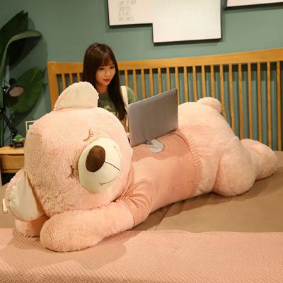 80/100CM Giant Size Lying Plush Toys Soft Sweater Bear Plush Pillow Stuffed Animal Dolls  Xmas Gift