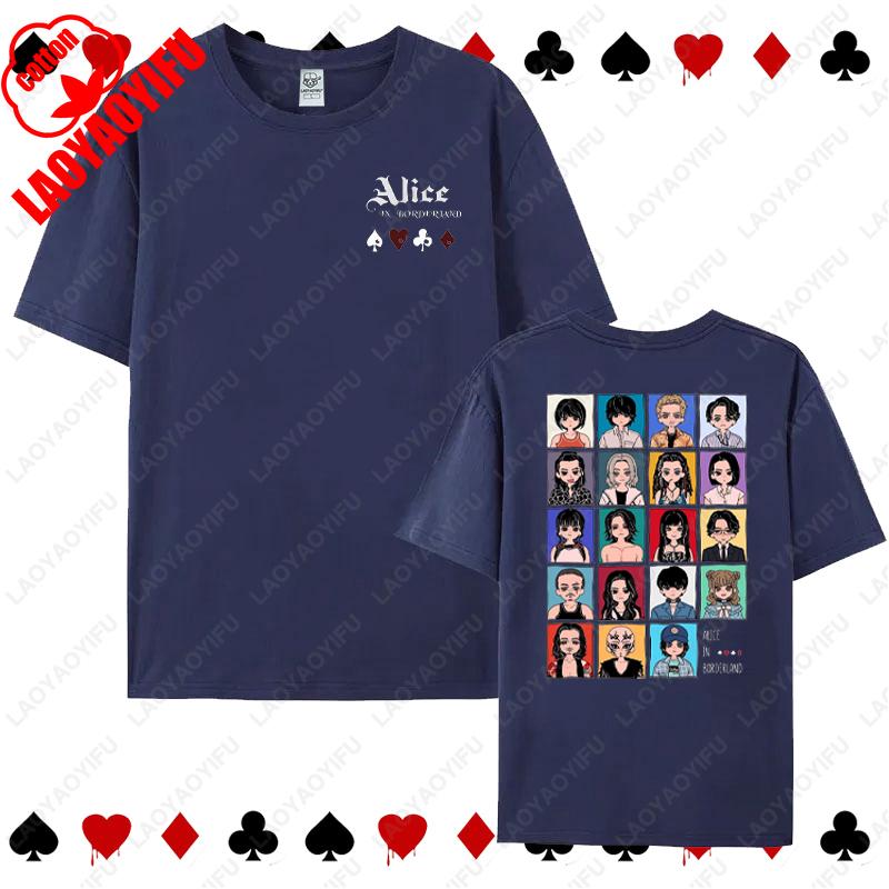 Alice in Borderland Cards Game Tops Anime Peripherals Suitable Enthusiast Unisex Tshirt Suitable Summer Women Men Cotton Tees