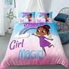 American Black Girl Duvet Cover Set,Black Girl Magic Bedding Set Full Size,Cute Little Afro Black Princess Comforter Cover Sets