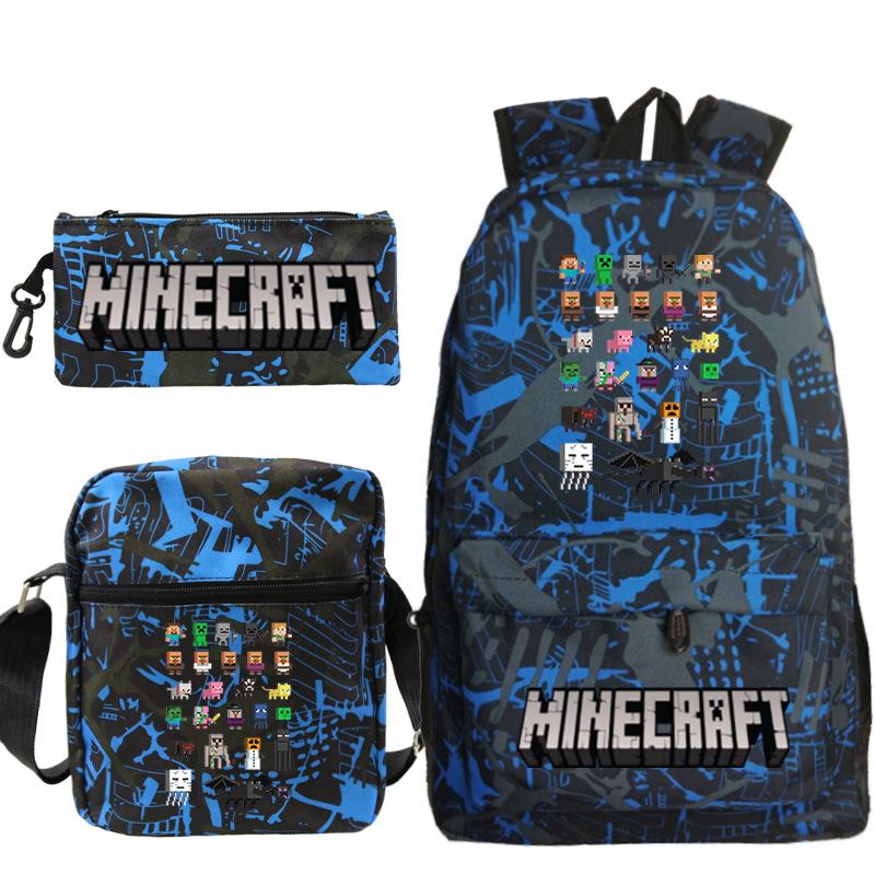 Minecraft Primary And Secondary School School Bag Children'S Backpack Backpack Shoulder Bag Pencil Case Three-Piece Set